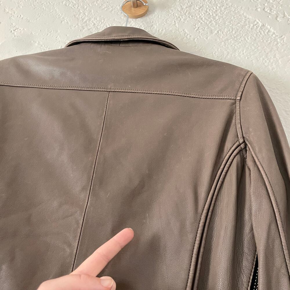 IRO Tara Leather Moto Motorcycle Biker Jacket Brown sz 40 US 6 8 - Picture 11 of 12
